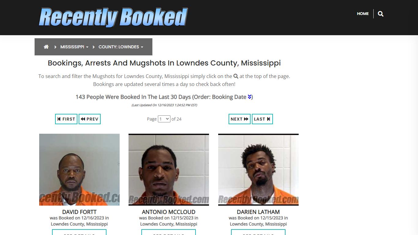 Bookings, Arrests and Mugshots in Lowndes County, Mississippi